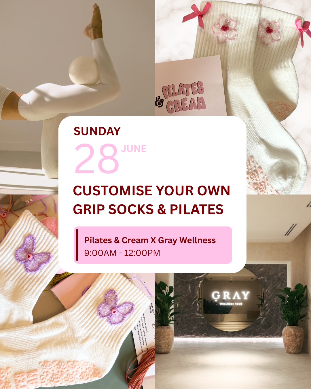 Pilates & Cream x Gray Wellness: Customise Your Own Grip Socks & Mat Pilates