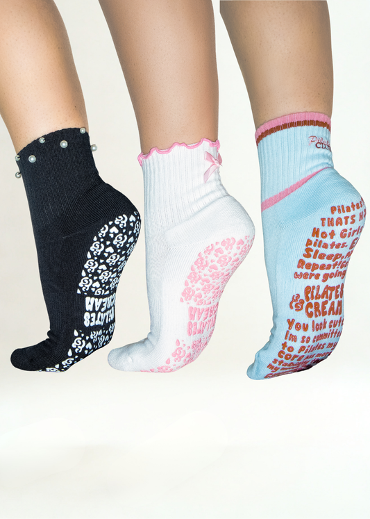 The Style Edit — 3-pair Pilates grip socks bundle by Pilates & Cream
