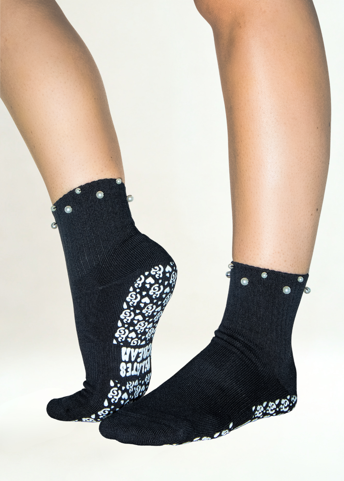 The Marilyn pearl Pilates grip socks — Irish-designed non-slip studio socks by Pilates & Cream
