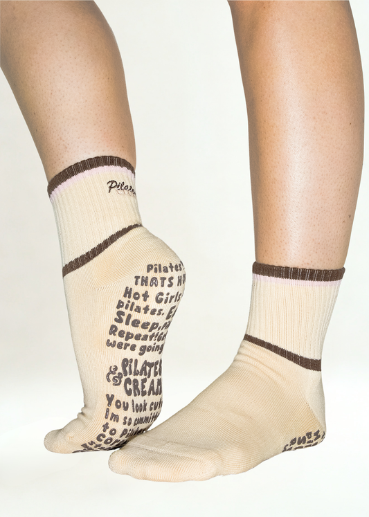The Bella Pilates grip socks — Irish-designed non-slip studio socks by Pilates & Cream