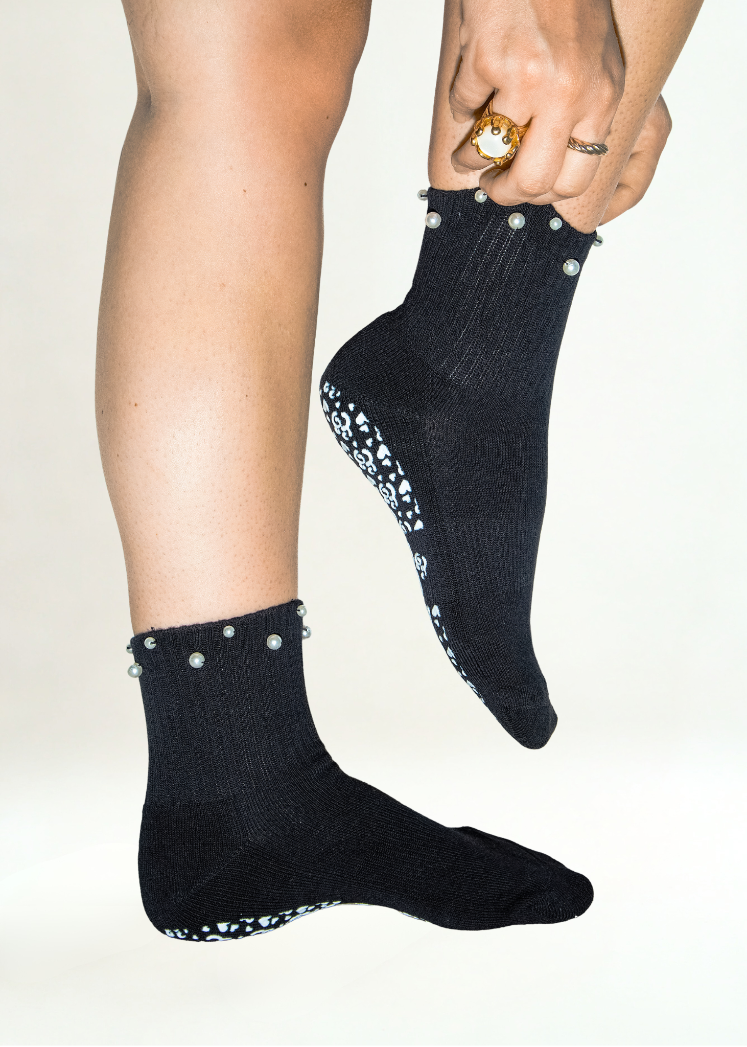 The Marilyn pearl Pilates grip socks — sole grip detail by Pilates & Cream