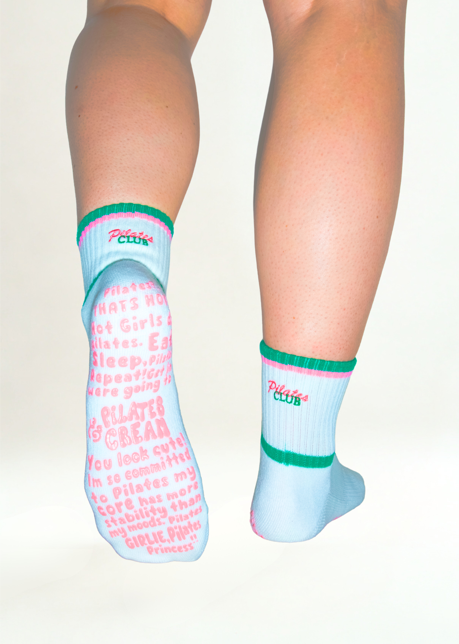 The Lizzie fashion Pilates grip socks — styled flatlay by Pilates & Cream