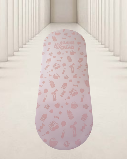 Curved Pilates mat — hand-drawn design detail by Pilates & Cream