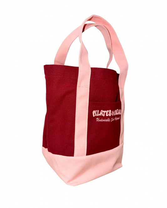 Pilates & Cream Mini Tote Bag 12.5L — styled with gym kit
