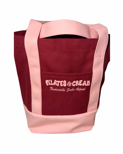 Pilates & Cream Mini Tote Bag 12.5L — design detail and strap