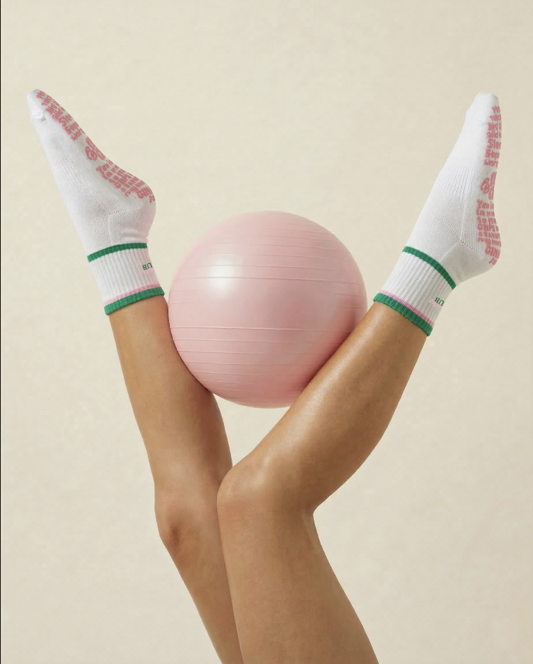 The Lizzie fashion Pilates grip socks — lifestyle shot by Pilates & Cream